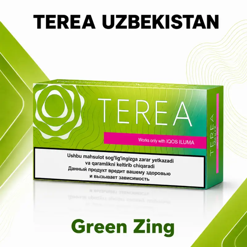 TEREA Green Zing Uzbekistan pack graphic – heated tobacco sticks for IQOS ILUMA